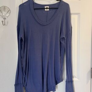 Free People Blue Long Sleeve Top